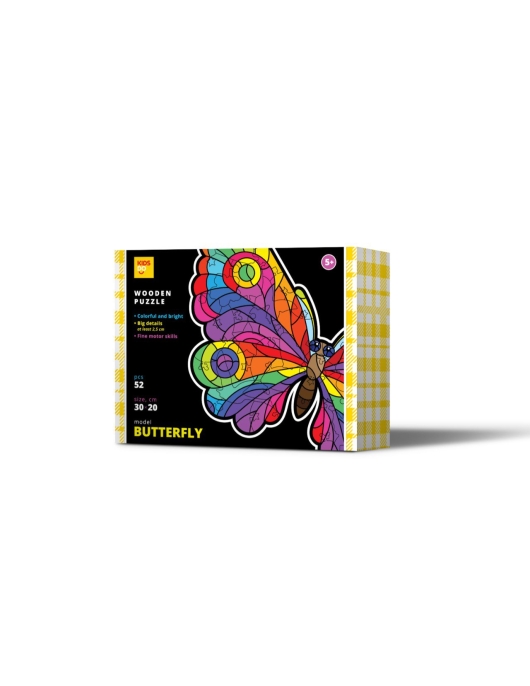 Medinė dėlionė. DRUGELIS. 52 vnt