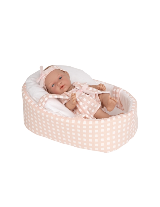 Arias lėlytė languotoje nešyklėje, oranžinėje, 26 cm