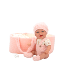 Arias kūdikėlis lėlė rožinėje nešyklėje, mergaitė, 33 cm