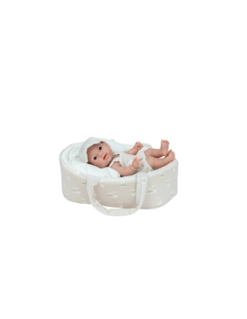 Arias lėlė kūdikėlis su smėlinės spalvos nešykle, 26 cm