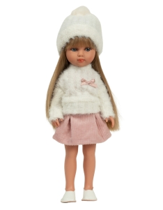 Arias lėlė mergaitė Carlota pūkuotu megztiniu, 36 cm