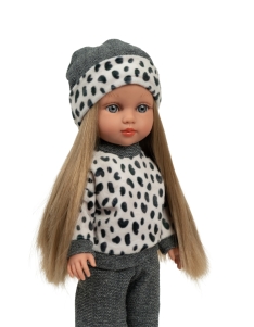 Arias lėlė mergaitė Carlota pilkais rūbeliais, 36 cm