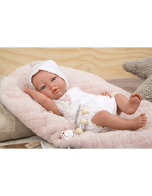 Reborn lėlytė baltais rūbeliais, mergaitė, 38 cm