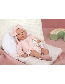 Reborn lėlytė rožiniais rūbeliais, 40 cm