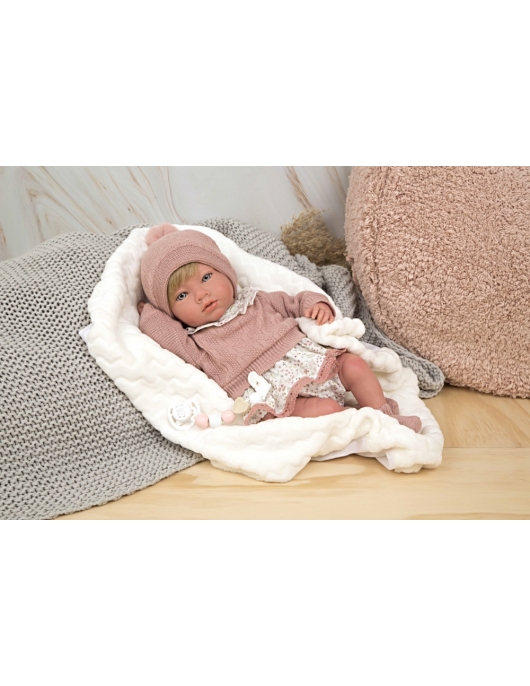 Reborn lėlytė rausvais rūbeliais, 40 cm
