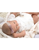 Reborn lėlytė baltais rūbeliais, mergaitė, 45 cm Reborn lėlytė baltais rūbeliais, mergaitė, 45 cm