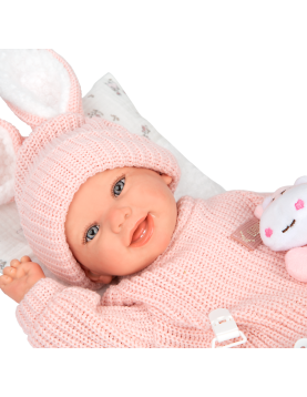 Arias Reborn lėlė kūdikėlis rožiniais rūbeliais, Lucia, 45 cm