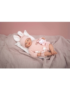 Arias Reborn lėlė kūdikėlis rožiniais rūbeliais, Lucia, 45 cm