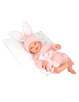 Arias Reborn lėlė kūdikėlis rožiniais rūbeliais, Lucia, 45 cm