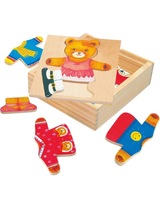 Medinė dėlionė-žaidimas, Aprenk meškutę Bertą, 3+ Medinė dėlionė-žaidimas, Aprenk meškutę Bertą, 3+