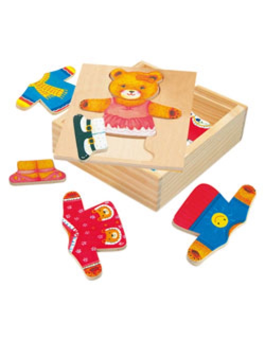 Medinė dėlionė-žaidimas, Aprenk meškutę Bertą, 3+ Medinė dėlionė-žaidimas, Aprenk meškutę Bertą, 3+