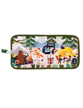 Jaq Jaq Bird piešimo knyga su netepančiomis kreidelėmis, Stovyklauti