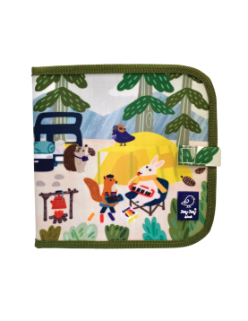 Jaq Jaq Bird piešimo knyga su netepančiomis kreidelėmis, Stovyklauti