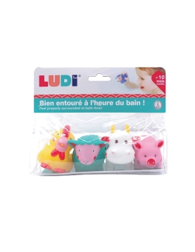 LUDI maudymosi žaislų komplektas Ūkio gyvūnai, 4 vnt.