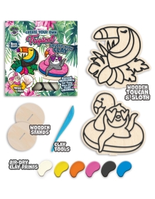 Splat Planet kūrybinis modelino rinkinys su mediniais Tropikų gyvūnais