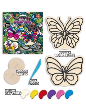 Splat Planet kūrybinis modelino rinkinys su mediniais Drugeliais