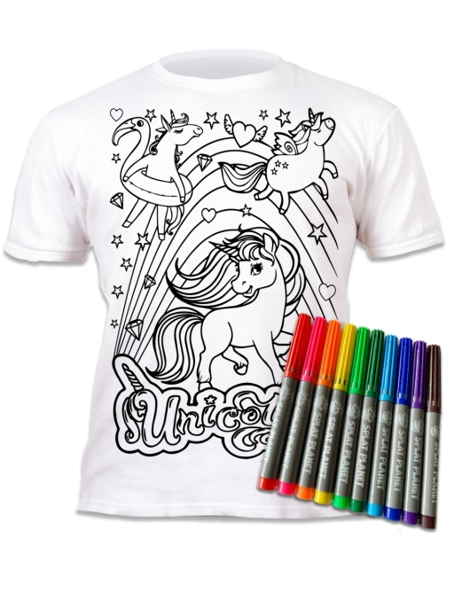 Splat Planet marškinėliai su flomasteriais Vienaragiai