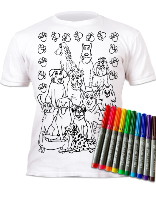 Splat Planet marškinėliai su flomasteriais Šuniukai