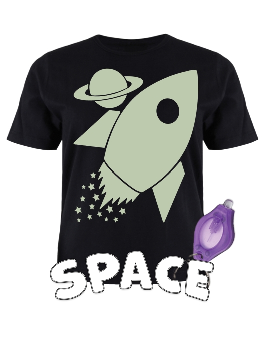 Splat Planet šviečiantys tamsoje marškinėliai, Kosmose