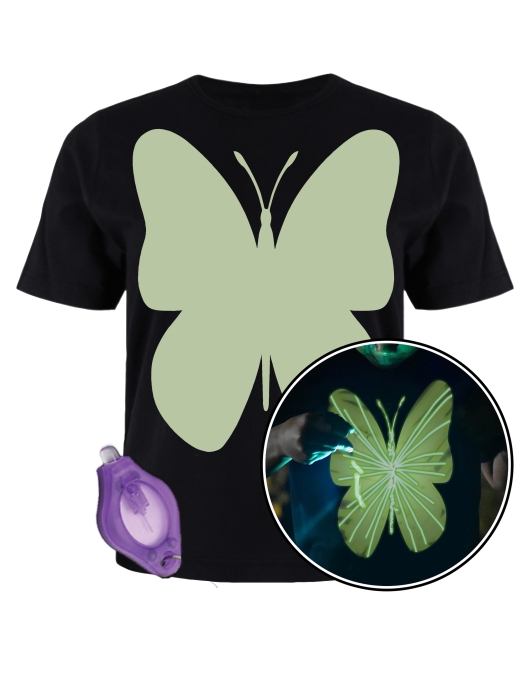 Splat Planet šviečiantys tamsoje marškinėliai, Drugelis